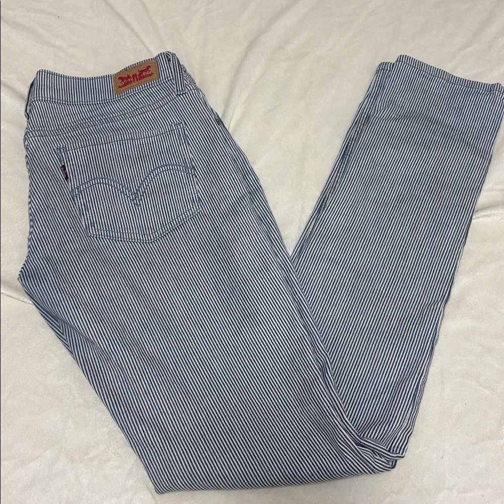 Levi’s Striped 524 Skinny Blue and White Jeans